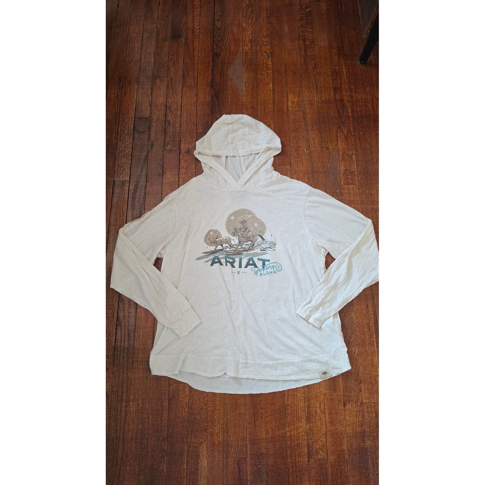 Ariat Western Aloha Surf Cowboy Horse Print Lightweight Cotton blend Hoodie XXL - Picture 2 of 8